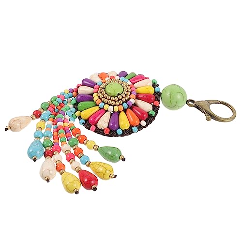 LIFKOME Einzigartiger Handgewebter Schlüsselanhänger Mit Blumenmotiv Im Ethno-Stil Taschenanhänger Dekoration Als Zufällige Farbe von LIFKOME