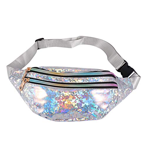 LIFKOME wasserdichte Hüfttasche Mit Pailletten-Design Umhängetasche Aus Strapazierfähigem Stylische Brusttasche Mit Reißverschluss Für Damen Silber Mit Ausreichend Für Tägliche von LIFKOME