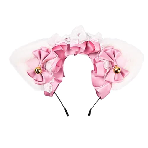 LIFKOME 1stück Lustiger Katzenohren Haarreif Mit Süßer Plüschiger Kopfschmuck Für Cosplay Und Partys Für Damen Und Mädchen Mit Rüschen Und Weißen Katzenohren von LIFKOME