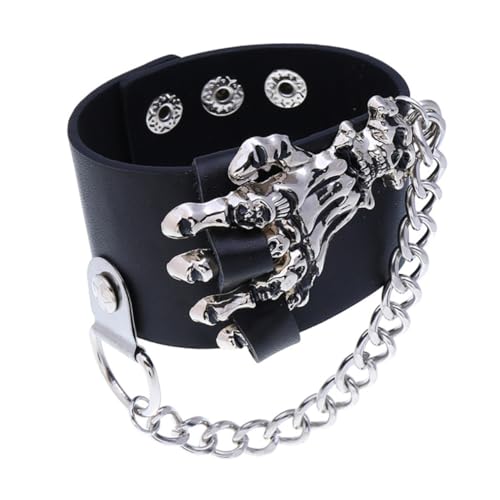 LIFKOME Halloween Skelett Hände Kunstleder Armband Punk Style Wrist Chain Mit Elegantem Design Und Feiner Verarbeitung Für Gothic Liebhaber Und Besondere Anlässe von LIFKOME