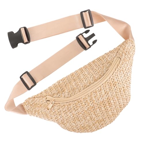 LIFKOME Sommer Bauchtasche Gewebt Aus Stroh Hüfttasche Für Damen Crossbody Tasche Leicht Und Tragbar Für Reisen Und Alltag von LIFKOME