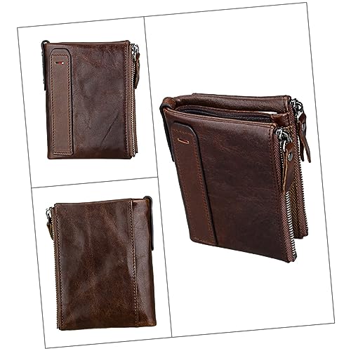 LIFKOME 1stück RFID Herren Leder Geldbörse Multifunktionale Kurze Brieftasche Mit Reißverschluss Rotbraun Für Karten Geld Und Ausweise von LIFKOME