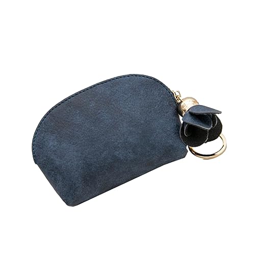 LIFKOME 1stück Mini Geldbörse Für Damen Aus Pu-Leder Mit Blumenanhänger Praktische Kleingeldbörse Für Reisen Und Shopping Dunkelblau von LIFKOME