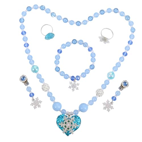 LIFKOME 1satz Mädchen Schmuckset Mit Blauen Schneeflocken Teiliges Set Mit Perlenkette Armband Ring Und Ohrringen Für Geburtstagsfeiern Weihnachten Und Freizeitaktivitäten von LIFKOME