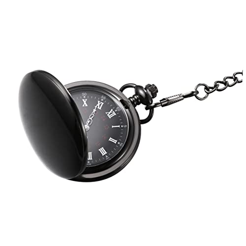 LIFKOME Retro Taschenuhr Quarz Mit Kette Klassische Vintage Taschenuhr Schwarz Einfach Zu Bedienen Für Männer Für Besondere Anlässe von LIFKOME
