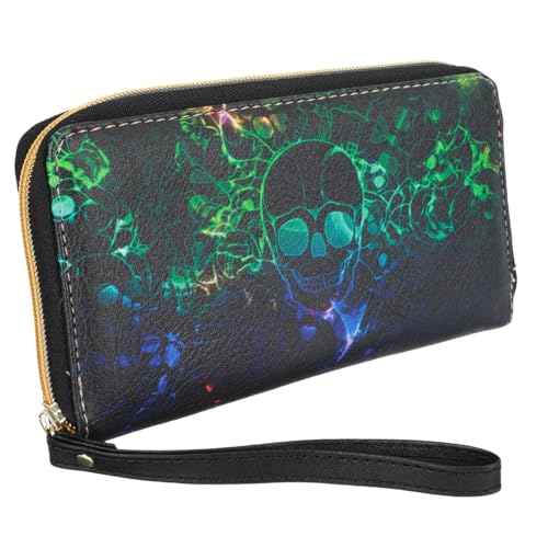 LIFKOME 1stück Langer Geldbeutel Mit Schädelmuster Stilvolle Pu Handtasche Praktische Reißverschluss Geldbörse Für Große Kapazität Für Karten Und Münzen von LIFKOME