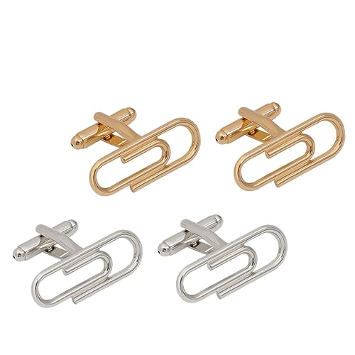 LIFKOME Manschettenknöpfe Für Herren 2 Paare Papierclip Design Hochglanzpoliert Hemdärmel Dekoration Für Geschäft Und Festliche Anlässe von LIFKOME