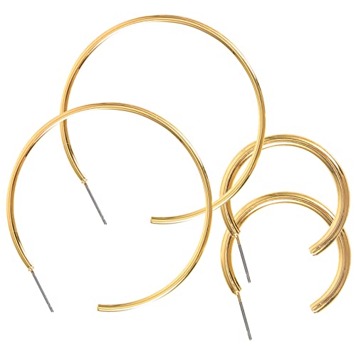 LIFKOME 2 Paare Damen Creolen Ohrringe Minimalistische Goldfarbene C Form Leichte Hoops Ohrschmuck für Alltag und Party von LIFKOME