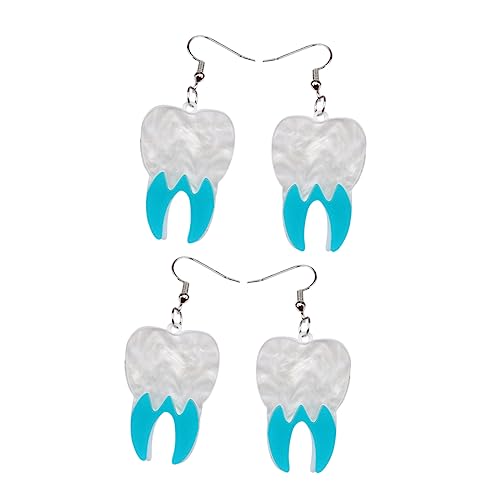 LIFKOME 2 Paare Exaggerated Teeth Ohrringe für Damen Lustige Halloween Ohrhänger Leicht Auffälliger Party Schmuck Blau Geeignet für Kostüm und Festtagsaccessoires von LIFKOME