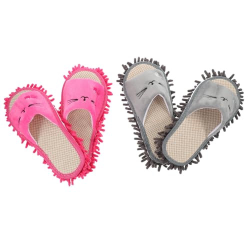 LIFKOME 2 Paare Mop Hausschuhe zum Bodenreinigen Wiederverwendbare Abnehmbare Reinigungsschlappen Passend für Schuhgröße Leichte Bequeme Putzpantoffeln von LIFKOME