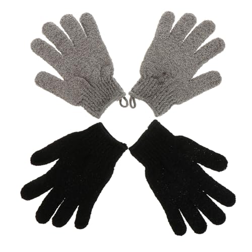 LIFKOME 2 Paare Peeling Duschhandschuhe Schwarz Peeling badehandschuhe zur Sanften Körperreinigung Fördert Durchblutung für Damen und Herren Schnelltrocknend mit Aufhängeöse Vielseitig von LIFKOME