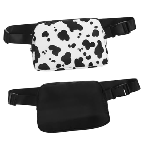 LIFKOME 2stücke Fanny Packs Für Männer Und Frauen Verstellbare Umhängetasche Leichte Hüfttasche Für Reisen Und Sport Modisches Design Mit Kuhmuster Für Handy Und Schlüssel von LIFKOME