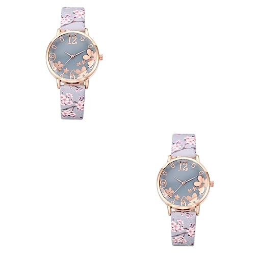 LIFKOME 2 STK Blumenuhr Pflaumenuhr bescherung Weihnachten weinachts Damen Armbanduhr Business-Armbanduhr Quarz Armbanduhr Quarz-Armbanduhr für Mädchen Riemen PU-Material Violett von LIFKOME