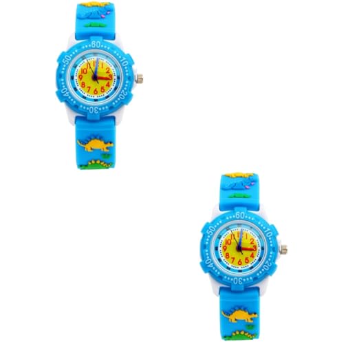 LIFKOME 2stücke Cartoon Dinosaur Kinderuhr Aus Silikon wasserdichte Quarzuhr Für Schüler Kreative Armbanduhr Blau Für Jungen Und Mädchen Für Schulalltag von LIFKOME