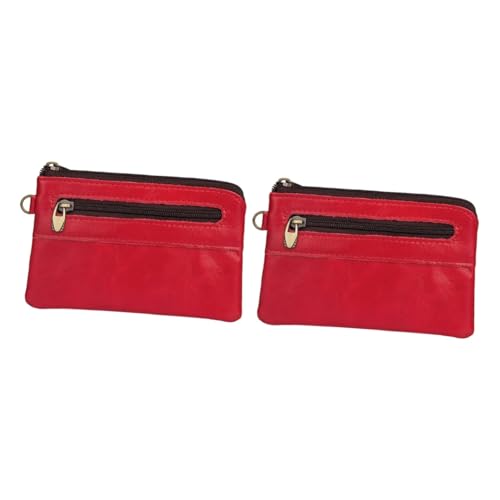LIFKOME 2stücke Retro Männer Geldbörse Aus Multifunktionale Reißverschluss Geldtasche Kleine Geldbörse Für Karten Und Münzen Für Herren Rot von LIFKOME