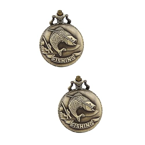 LIFKOME 2stücke Vintage Relief Carp Taschenuhr Quarzwerk Elegante Anhängeruhr Für Angler Und Liebhaber Klassischer Uhren Für Und Besondere Anlässe von LIFKOME