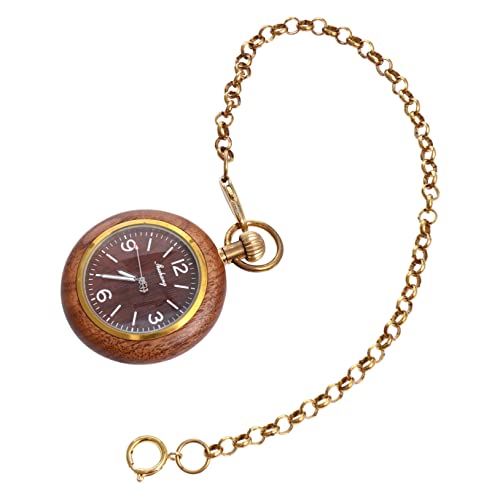 LIFKOME 2stücke Vintage Quartz Pocket Watch Aus Schwarzem Ebenholz Mit Zufälliger Kette Retro Design Praktische Uhr Für Mode Und von LIFKOME