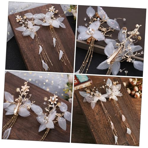 LIFKOME 2 STÜCK Chinesischer Stil Haarklammern Weiß Elegant Faltiges Tüll Haarschmuck Damen Mädchen Haarspangen für Alltag Festliche Anlässe von LIFKOME