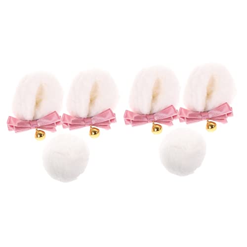 LIFKOME Bär Trage Kostüme 2 Sätze Bär Ohr Haarspange Flauschiges Stirnband Hasenanzug Hasen-stirnband Tierkopfbedeckung Lolita-stirnband Runder Tierschwanz Bärenohren Und Plüsch Haarband Stoff Weiß von LIFKOME