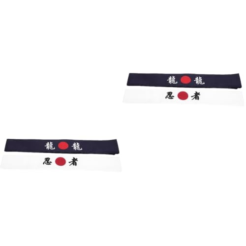 LIFKOME 2 Sätze Japanisches Stirnband Karate Haarband Für Sport Und Kochen Atmungsaktive Kopfbedeckung Für Yoga Laufen Und Radfahren Blaues Drachen Und Weißes Ninja Stirnband 2 Stücke * 2 von LIFKOME