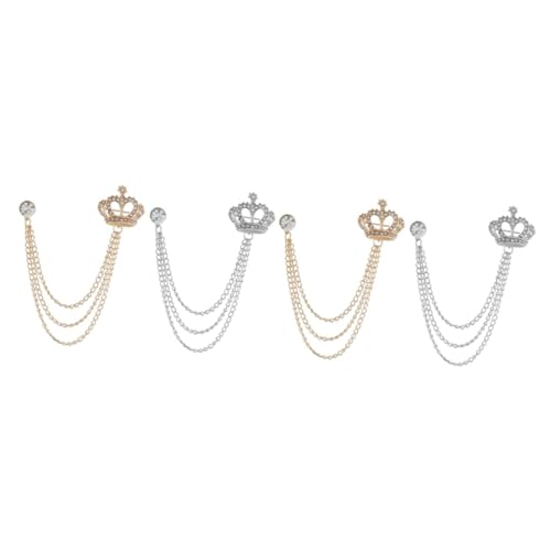 LIFKOME 2 Sätze Kronenbrosche Vintage Pullover Strassbrosche Clip Strassbroschen Für Damen Reversnadel Für Herren Kragennadel Kleiderclips Strasspulloverclips Quastenbrosche 2 Stücke * 2 von LIFKOME