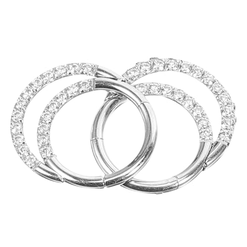 LIFKOME 2 Stck Nasenringe aus Edelstahl mit Weißen Zirkonia Geschlossene Nasenpiercing Ohrringe Modische Damen Körperschmuck Komfortabel und Dekorativ für Besondere Anlässe von LIFKOME