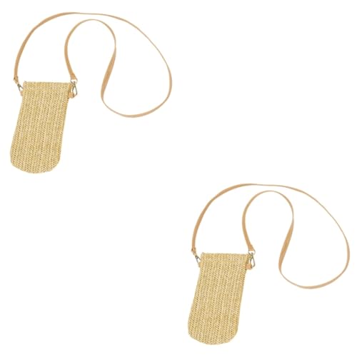 LIFKOME 2 Stk Handy Umhängetasche Strick-einkaufstasche Gewebte Tragetasche Strandtasche Aus Stroh Reise-umhängetasche Mädchen Handtasche Kleine Tragetasche Umhängetasche Klein Samt Beige von LIFKOME