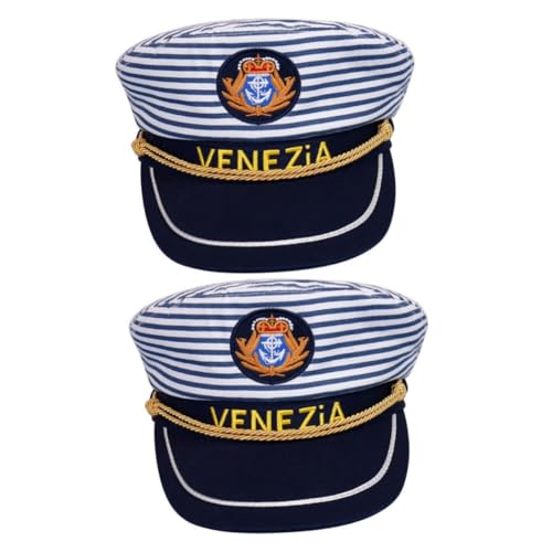 LIFKOME 2 Stück Kapitänsmütze Für Erwachsene Herren Angepasste Mütze Buchstaben Streifenkappe von LIFKOME