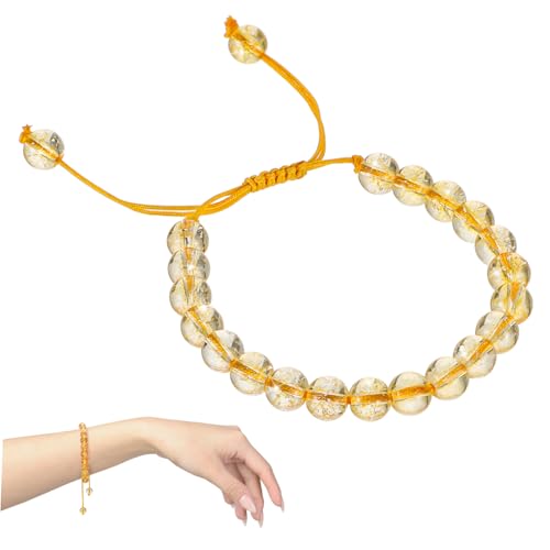 LIFKOME 2 Stk. Citrin Armband Verstellbar Edelstein Perlen Schmuck Damen Teenager Geschenk Geburtstag Elegant Langlebig Angenehm zu Tragen von LIFKOME