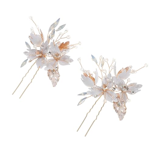 LIFKOME 2stücke Teilige Blumen-haarnadeln Mit Strass Dekorative Haarnadeln Für Frauen Hochzeitsschmuck Aus Zinklegierung Elegant Und Langlebig Einfach Anzuwenden Für Formelle Anlässe von LIFKOME