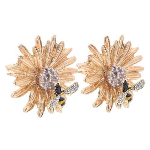 LIFKOME 2 Stück Blumenbroschen mit Biene und Blume Metall mit Funkelnden Strasssteinen Vielseitige Anstecknadeln für Damen Jacken Schals Blusen und Rucksäcke von LIFKOME