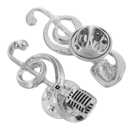 LIFKOME 2 Stück Broschen Musiknoten Mikrofon Design Schmuck Anstecknadeln für Damen Herren Kreatives Accessoire Geschenk für Musikliebhaber zu Besonderen Anlässen von LIFKOME