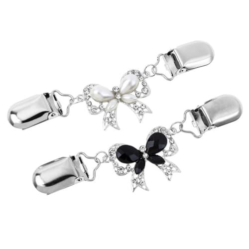 LIFKOME 2 Stück Broschen für Cardigans Stilvolle Schal Clips Vielseitige Kleidung Klammern für Pullover und Jacken Halskette Dekoration Weiß und Schwarz von LIFKOME