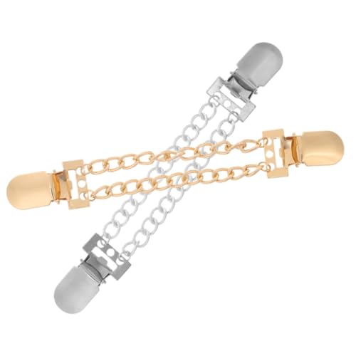 LIFKOME 2 Stück Cardigan Clips für Damen Metallische Kette Pullover Broschen Kleidungsaccessoires zur Vermeidung von Sichtbarkeit für Schals und Strickjacken Gold und Silberfarbe von LIFKOME