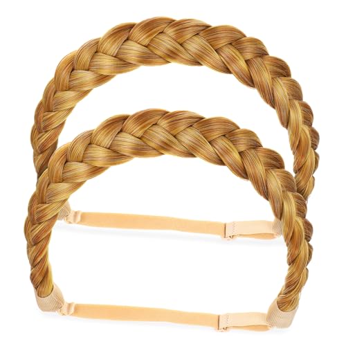 LIFKOME 2 Stück Chunky Geflochtenes Haarband Elastisches Geflochtenes Stirnband für Frauen Verstellbarer Haarschmuck Komfortables Haarteil zum Fixieren der Haare Beim Sport und Alltag von LIFKOME