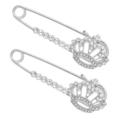 LIFKOME 2 Stück Damen Broschen Kronenform mit Strass Anstecknadeln aus Langlebiger Legierung Sichere Schal und Cardigan Pins zur Stilvollen Kleiderdekoration von LIFKOME