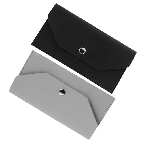 LIFKOME 2 Stück Damen Portemonnaie aus PU Kleines Vintage Münzfach Multifunktionaler Kartenhalter mit Druckknopf Kratzfest Handlich für Reise und Alltag in Schwarz von LIFKOME