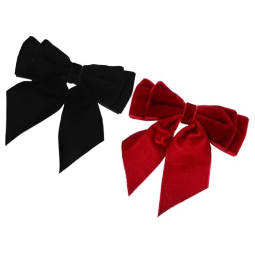 LIFKOME 2 Stück Damen Schleifenbrosche Samt Vorgebundene Bogenbrosche für Eleganten Look Doppeltes Design für Kostümdekoration Schwarz und Weinrot von LIFKOME
