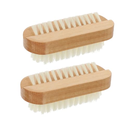LIFKOME 2 Stück Doppelseitige Nagelbürste Holz mit Schrägen Pp borsten Effektive Fingernagel Handreinigung für Männer Frauen Mechaniker Gärtner und Alltag Leicht und Handlich von LIFKOME
