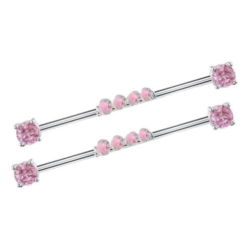 LIFKOME 2 Stück Edelstahl Industrial Barbell Ohrringe mit Funkelnden Perlen Lang Ergonomisch Geformt für Weiches Knorpelpiercing Marineinspiriertes Design für Damen und Herren von LIFKOME