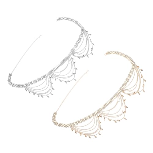 LIFKOME 2 Stück Ethnischer Taillengürtel Damen Mehrlagige Metallkette mit Quasten Vielseitige Bauchkette für Sommer Strand Festival Modisches Körperaccessoire für Kleider und Jeans von LIFKOME