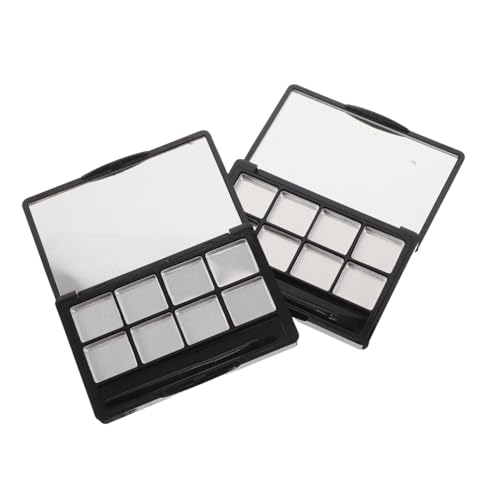 LIFKOME 2 Stück Fächer Leere Lidschattenpalette mit Spiegel und Lippenpinsel Nachfüllbarer Kosmetik Organizer aus Robustem Kunststoff für DIY Make-up und Lippenstift Zubehör von LIFKOME