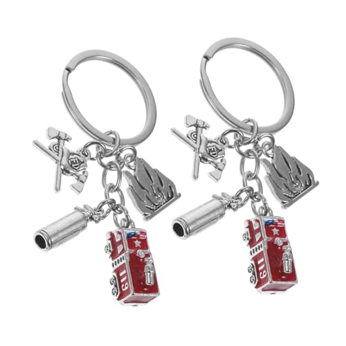 LIFKOME 2stücke Feuerwehr Schlüsselanhänger Mit Helm Und Feuerlöscher Für Feuerwehrfans Und Abschlüsse Rote Und Silberne Deko Für Feuerwehrpartys von LIFKOME