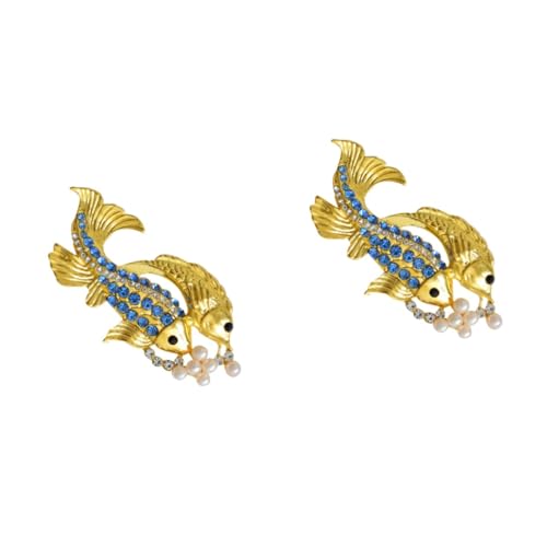 LIFKOME 2stücke Goldene Fisch Brosche Anstecknadel Mit Buntem Und Zinklegierung Eleganter Schmuck Für Und Mädchen Für von LIFKOME