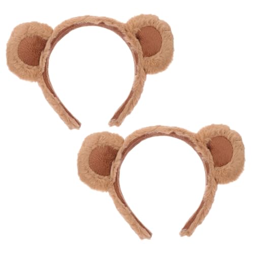 LIFKOME 2stücke Bärenohren Haarreif Niedliches Plüsch-stirnband Für Cosplay Partys Und Tägliches Tragen Kreative Tierkopfbedeckung Braun von LIFKOME