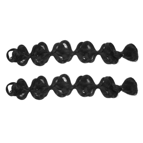 LIFKOME 2 Stück Geflochtene Ponytail Extensions aus Hochwertigem Hitzebeständigem Kunsthaar Leichte Weiche Zopfverlängerung mit Haargummi für Frauen Natürlich Schwarzer Pferdeschwanz von LIFKOME
