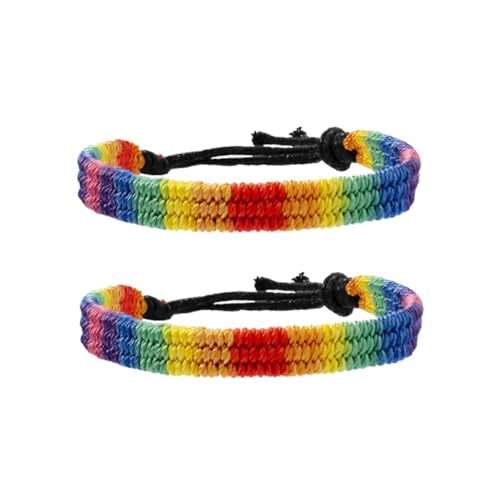 LIFKOME 2 Stück Geflochtenes Regenbogen armband Handgefertigt Buntes Lgbt Wristband für Lesbische Frauen und Schwule Männer Freundschaft Geschenk von LIFKOME
