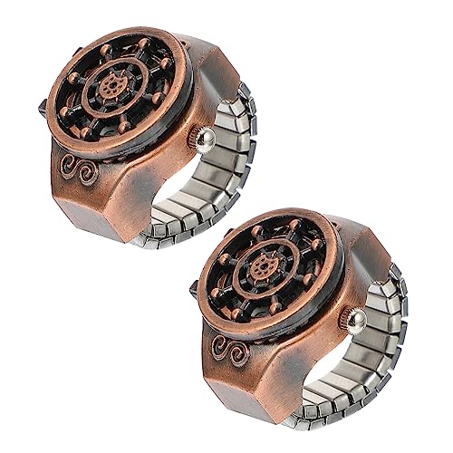 LIFKOME 2stücke Finger Uhr Ring Dekorative Uhr Miniuhr Modeuhr Ringuhr Freizeituhr Leicht Tragen Schmuck von LIFKOME