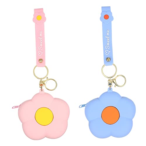 LIFKOME 2stücke Münzbörse Aus Silikon Kleine Geldbörse Mit Reißverschluss Blumenform Praktisch Für Damen Als Mini-Tasche Für Handtasche Oder Schlüsselanhänger von LIFKOME