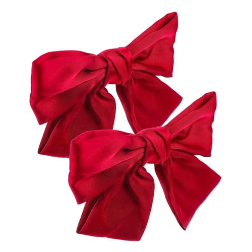 LIFKOME 2 Stück Große Rote Schleifen Haarspangen Haarklammern für Mädchen Damen Leicht und Rutschfest Stilvoll für Party Hochzeit und Alltag von LIFKOME